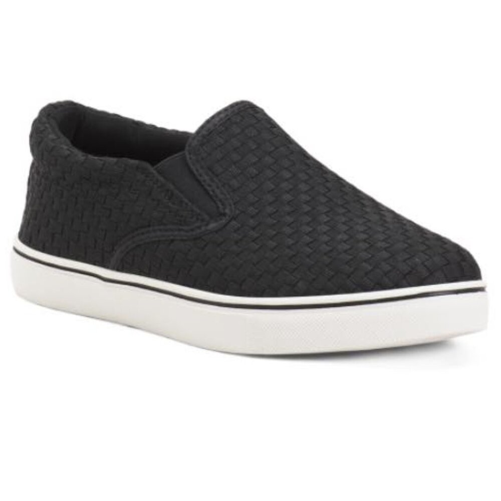 bernie mev. Woven Slip-On Sneakers in Black and White NIB